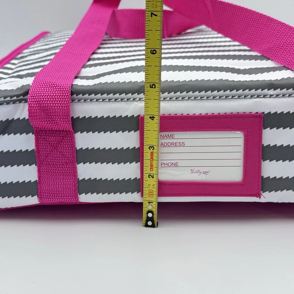 NEW! Thirty One Pack-A-Party Tote Bag Large Thermal Insulated Grey Wave Chevron